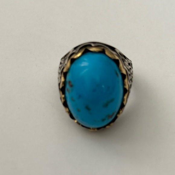 925 Silver ring turquoise blue oval stone - Picture 3 of 7